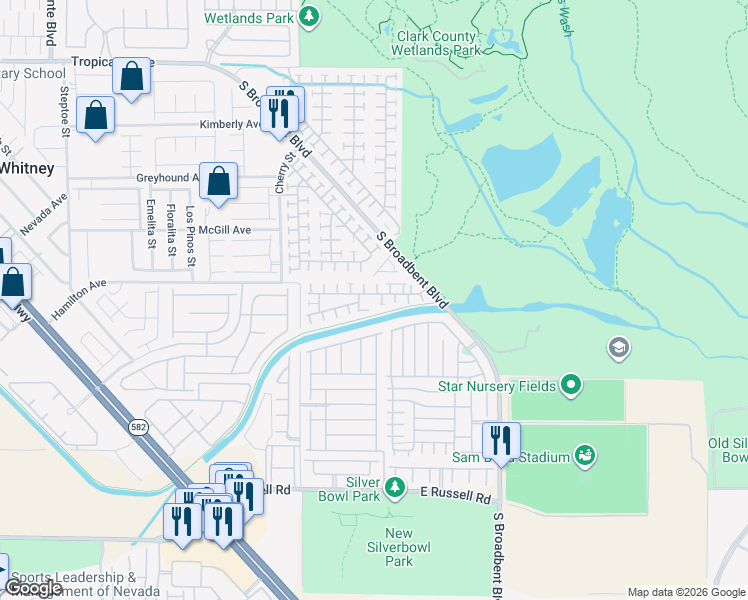 map of restaurants, bars, coffee shops, grocery stores, and more near 5380 Washington Apple Street in Las Vegas