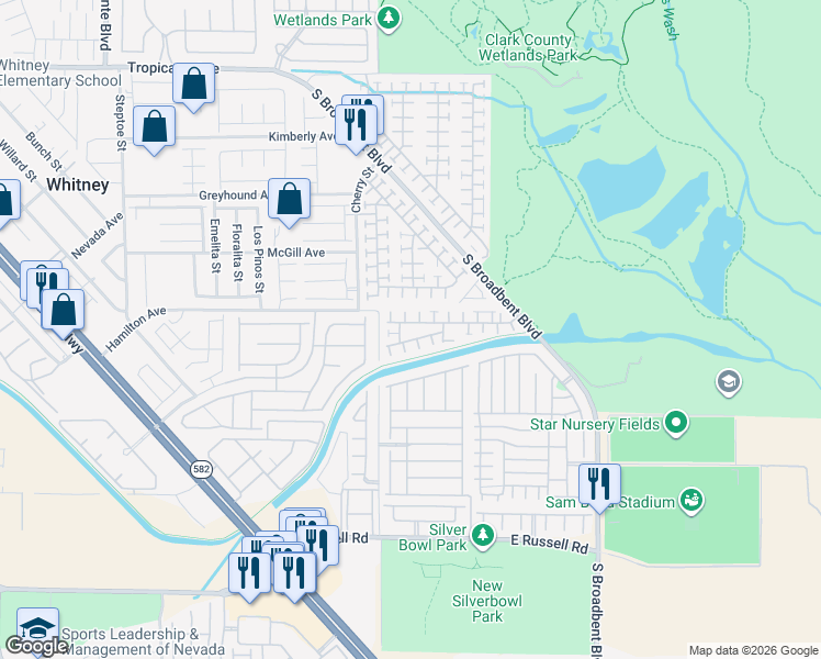 map of restaurants, bars, coffee shops, grocery stores, and more near 6677 Brick House Avenue in Las Vegas