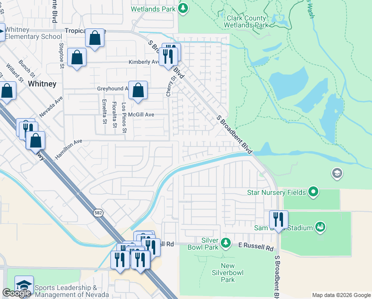 map of restaurants, bars, coffee shops, grocery stores, and more near 5356 Cape Henry Street in Las Vegas