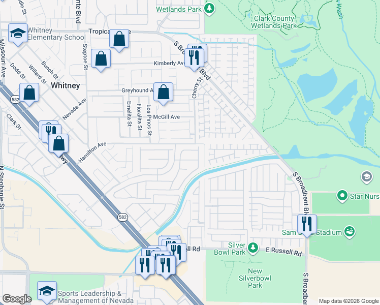 map of restaurants, bars, coffee shops, grocery stores, and more near 6509 Hamel Avenue in Las Vegas