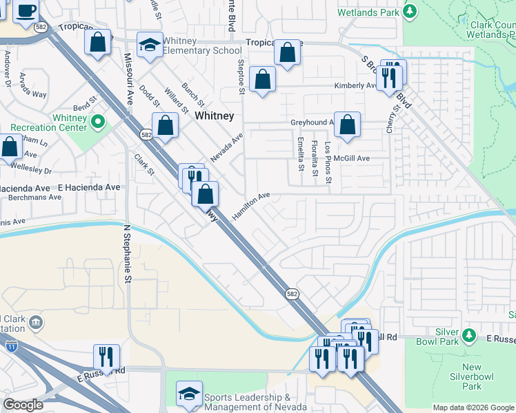 map of restaurants, bars, coffee shops, grocery stores, and more near 6201 Yankee Spring Street in Las Vegas