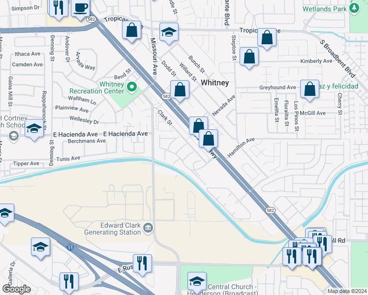 map of restaurants, bars, coffee shops, grocery stores, and more near 5365 Shake Court in Las Vegas