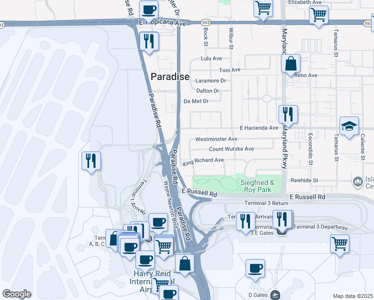 map of restaurants, bars, coffee shops, grocery stores, and more near 852 King Richard Avenue in Las Vegas