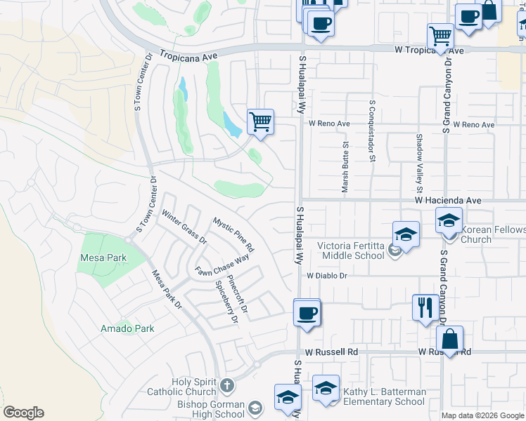 map of restaurants, bars, coffee shops, grocery stores, and more near 10255 TRESOR Court in Las Vegas