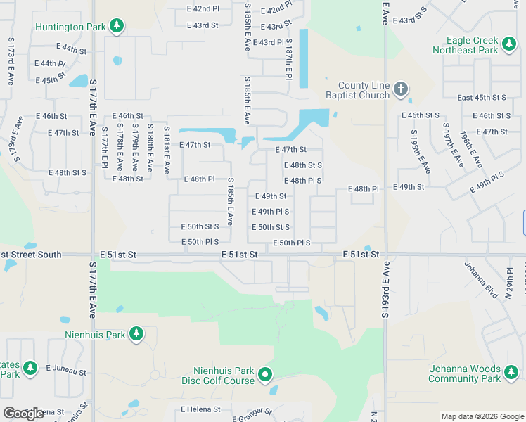 map of restaurants, bars, coffee shops, grocery stores, and more near 18701 East 50th Street South in Tulsa