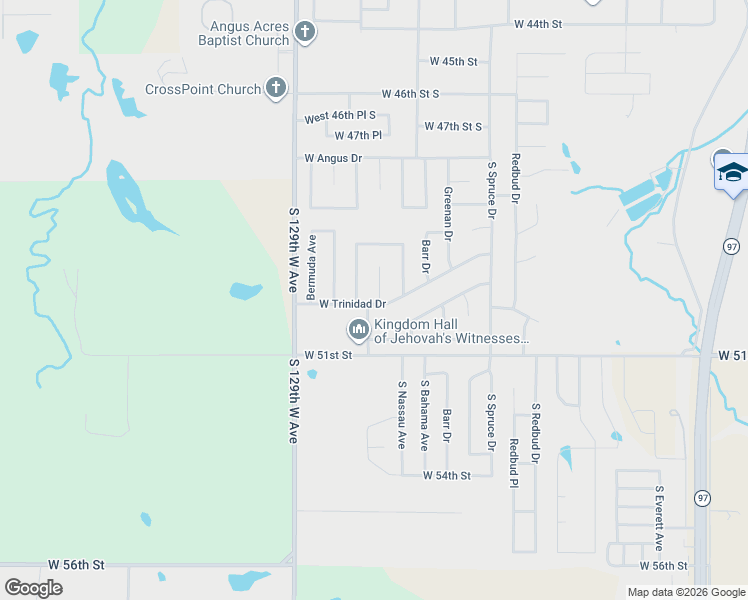 map of restaurants, bars, coffee shops, grocery stores, and more near 612 West Trinidad Drive in Sand Springs