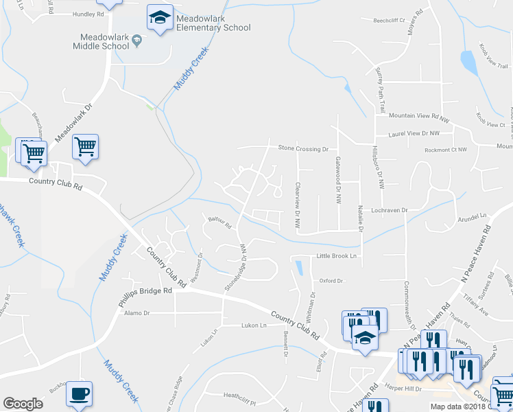 map of restaurants, bars, coffee shops, grocery stores, and more near 616 Rock Garden Circle in Winston-Salem
