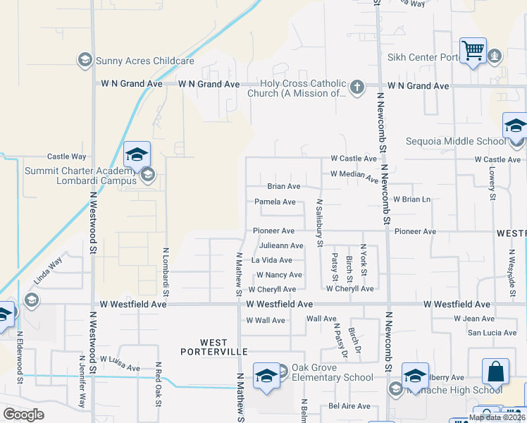 map of restaurants, bars, coffee shops, grocery stores, and more near 1974 Pioneer Avenue in Porterville
