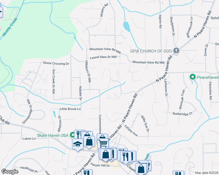 map of restaurants, bars, coffee shops, grocery stores, and more near 161 Carrisbrooke Lane in Winston-Salem