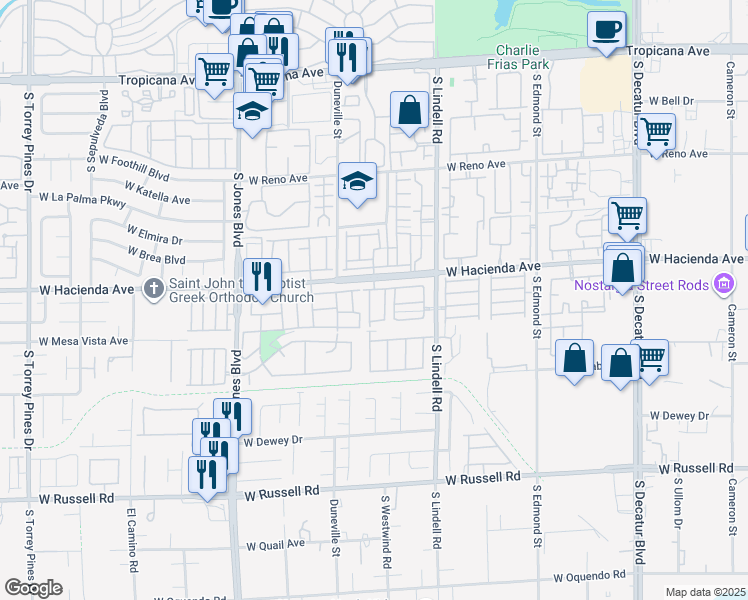 map of restaurants, bars, coffee shops, grocery stores, and more near 5332 Chili Pepper Street in Las Vegas