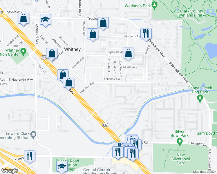 map of restaurants, bars, coffee shops, grocery stores, and more near 5358 Panaca Spring Street in Las Vegas