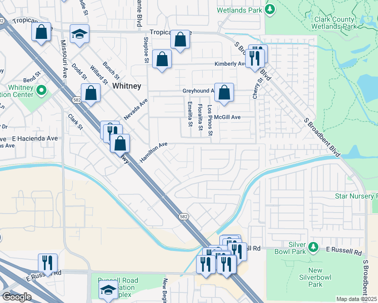 map of restaurants, bars, coffee shops, grocery stores, and more near 5358 Panaca Spring Street in Las Vegas