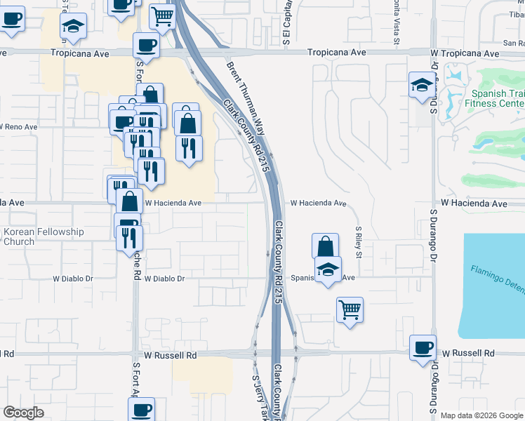 map of restaurants, bars, coffee shops, grocery stores, and more near 9164 Verdugo Ridge Court in Las Vegas