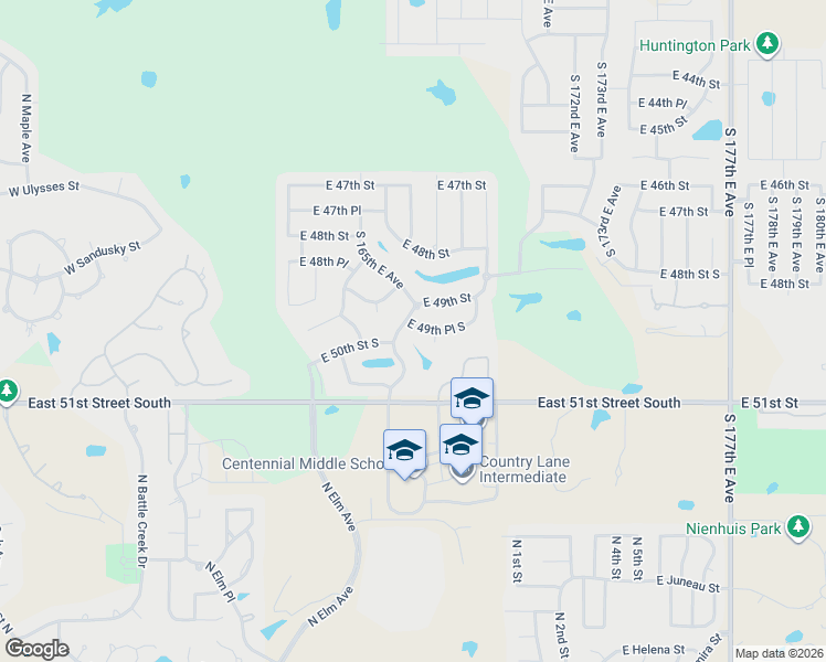 map of restaurants, bars, coffee shops, grocery stores, and more near 16522 East 49th Place South in Tulsa