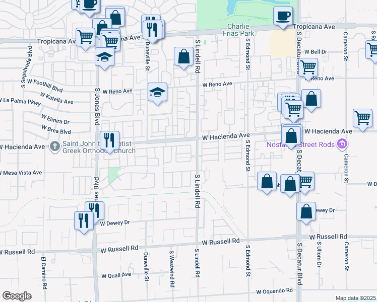 map of restaurants, bars, coffee shops, grocery stores, and more near 5542 Smoke Signal Avenue in Las Vegas