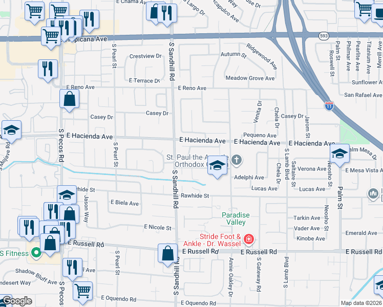 map of restaurants, bars, coffee shops, grocery stores, and more near 3862 Boca Chica Avenue in Las Vegas