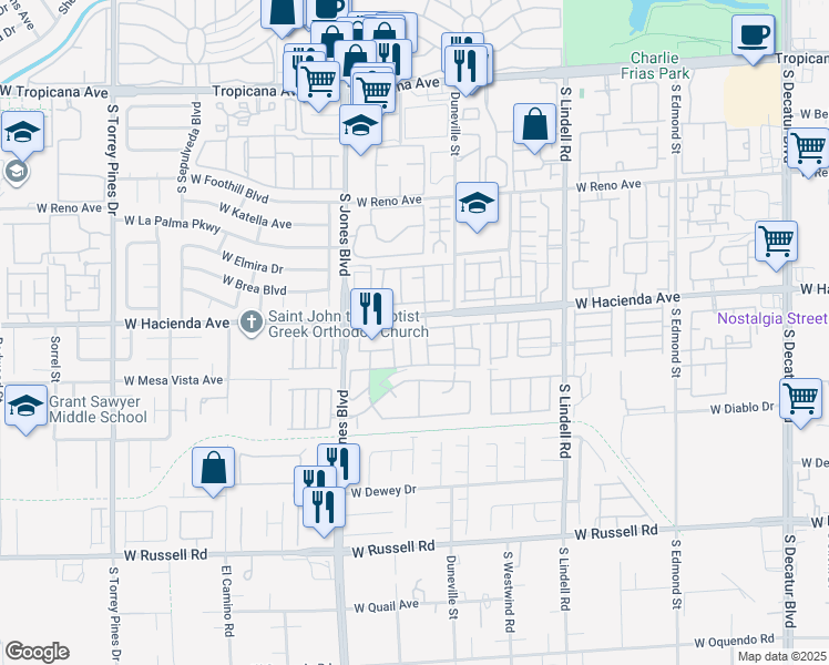 map of restaurants, bars, coffee shops, grocery stores, and more near 5324 Hanging Tree Lane in Las Vegas
