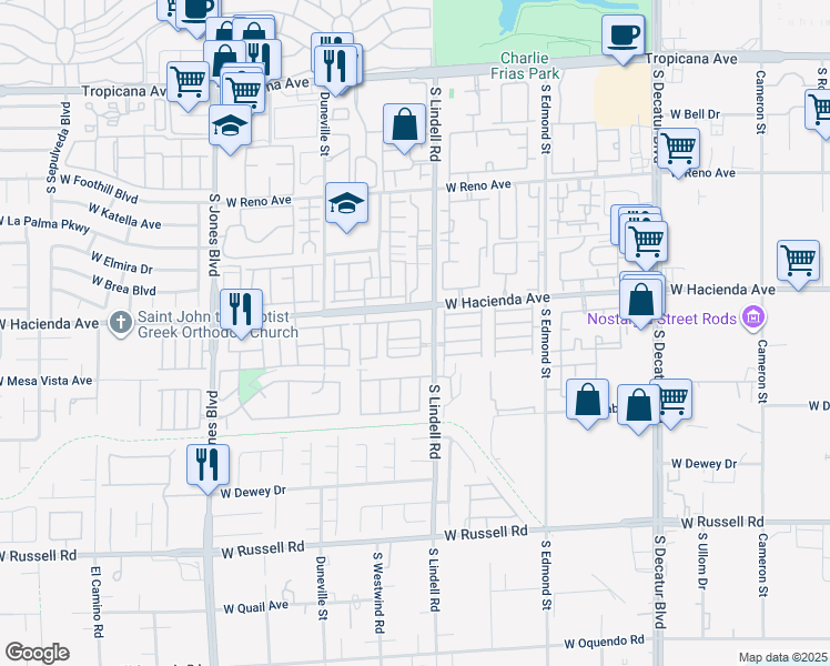 map of restaurants, bars, coffee shops, grocery stores, and more near 5542 Smoke Signal Avenue in Las Vegas