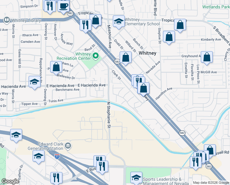 map of restaurants, bars, coffee shops, grocery stores, and more near in Whitney