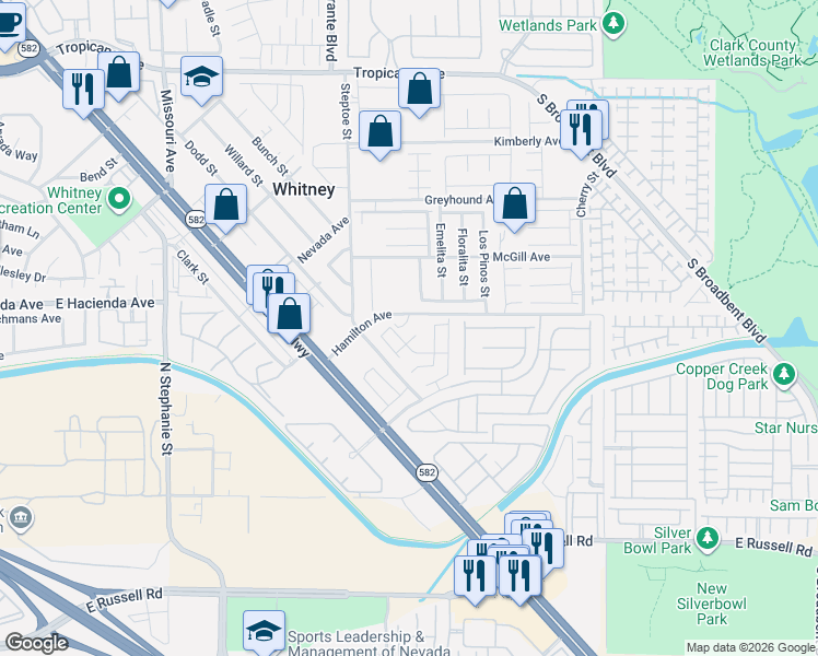 map of restaurants, bars, coffee shops, grocery stores, and more near 5319 Jacala Street in Las Vegas