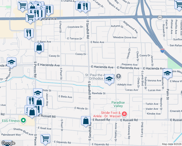 map of restaurants, bars, coffee shops, grocery stores, and more near 3858 Boca Grande Avenue in Las Vegas