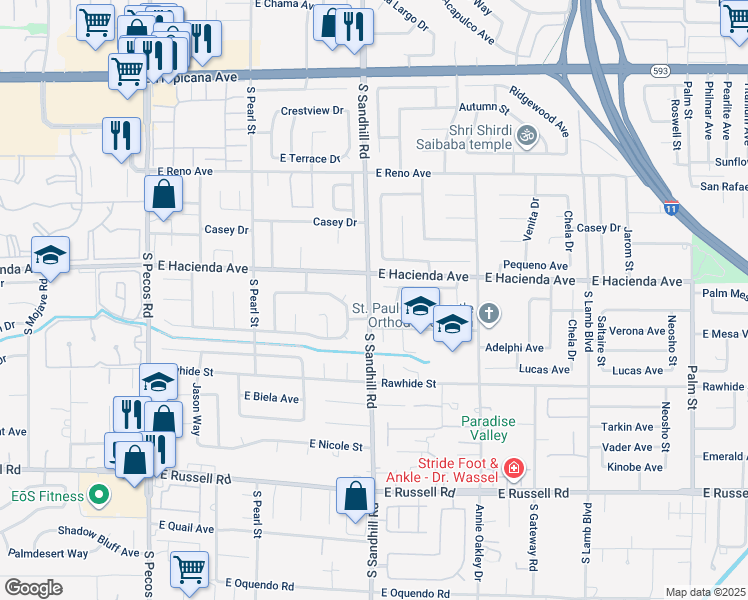 map of restaurants, bars, coffee shops, grocery stores, and more near in Paradise