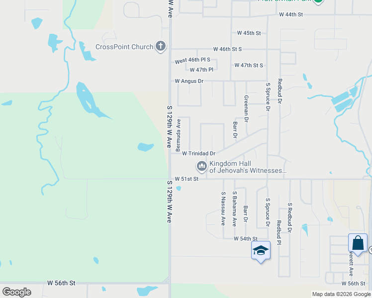 map of restaurants, bars, coffee shops, grocery stores, and more near 4917 Barbados Avenue in Sand Springs