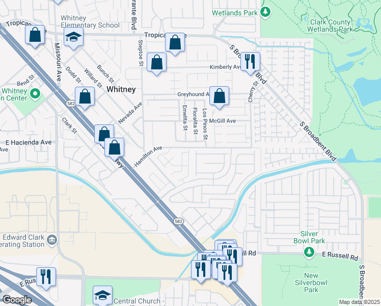 map of restaurants, bars, coffee shops, grocery stores, and more near 5344 Flowing Spring Street in Las Vegas