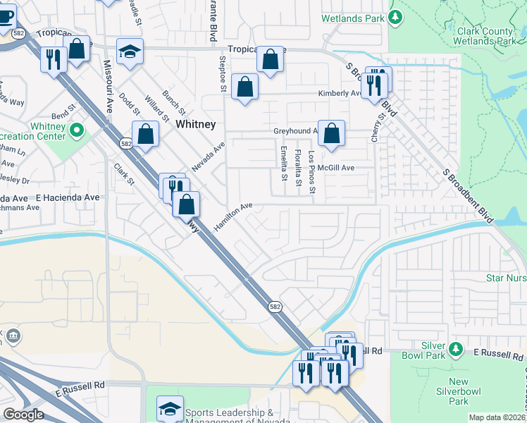 map of restaurants, bars, coffee shops, grocery stores, and more near 5324 Loxley Court in Las Vegas