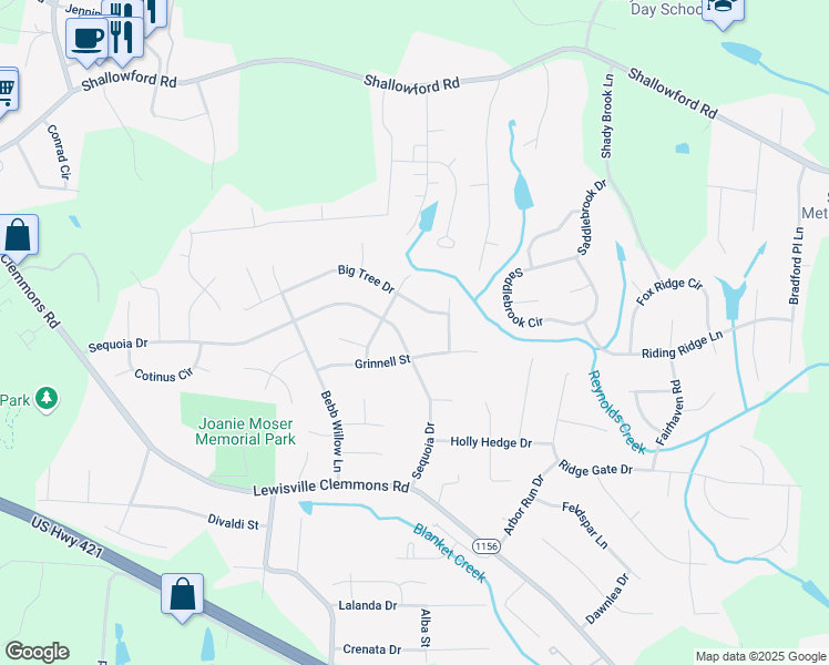 map of restaurants, bars, coffee shops, grocery stores, and more near 808 Big Tree Drive in Lewisville