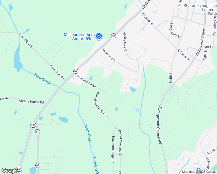 map of restaurants, bars, coffee shops, grocery stores, and more near 7325 Dew Sharpe Road in Gibsonville