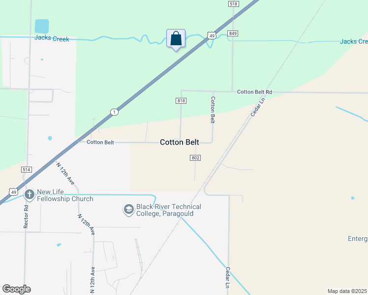 map of restaurants, bars, coffee shops, grocery stores, and more near in Cotton Belt