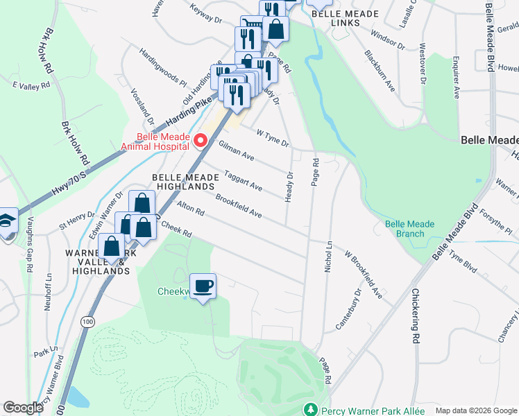 map of restaurants, bars, coffee shops, grocery stores, and more near 129 Taggart Avenue in Nashville