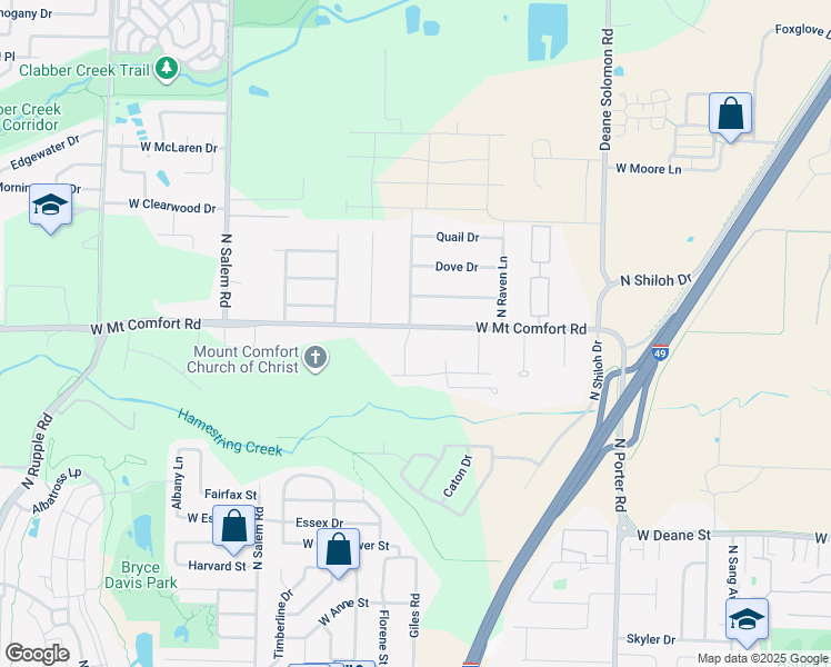 map of restaurants, bars, coffee shops, grocery stores, and more near 2996 West Mount Comfort Road in Fayetteville