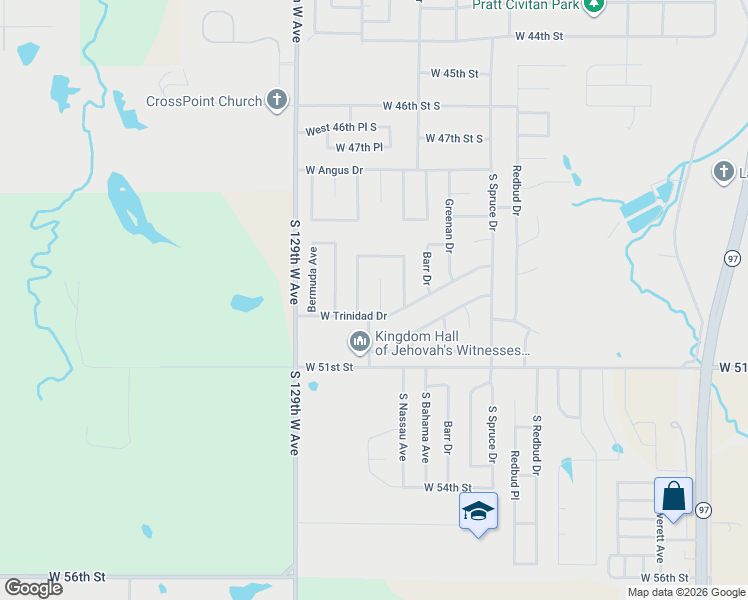 map of restaurants, bars, coffee shops, grocery stores, and more near 4910 Nassau Circle in Sand Springs