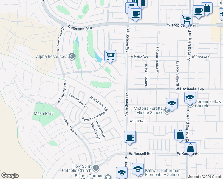 map of restaurants, bars, coffee shops, grocery stores, and more near 10286 Rio De Thule Lane in Las Vegas