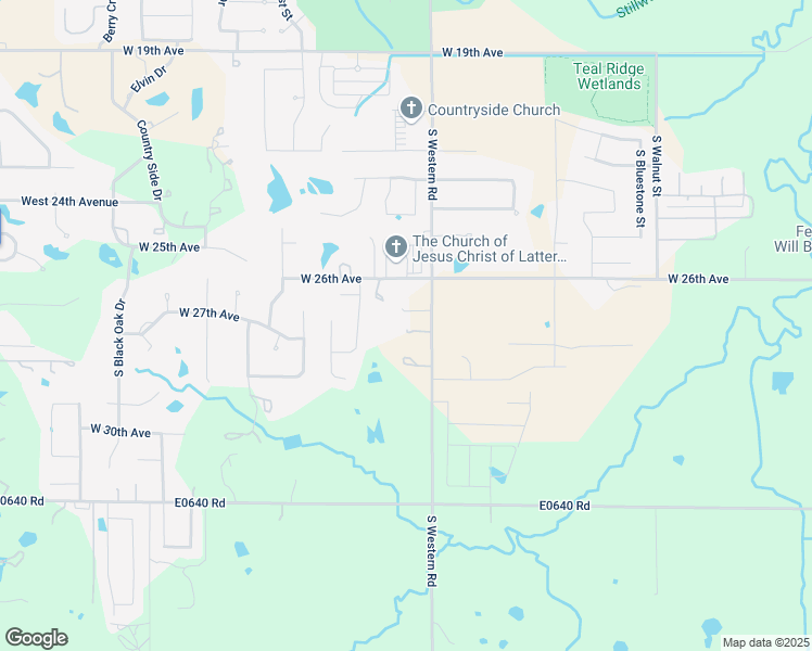 map of restaurants, bars, coffee shops, grocery stores, and more near 2614 South Western Road in Stillwater