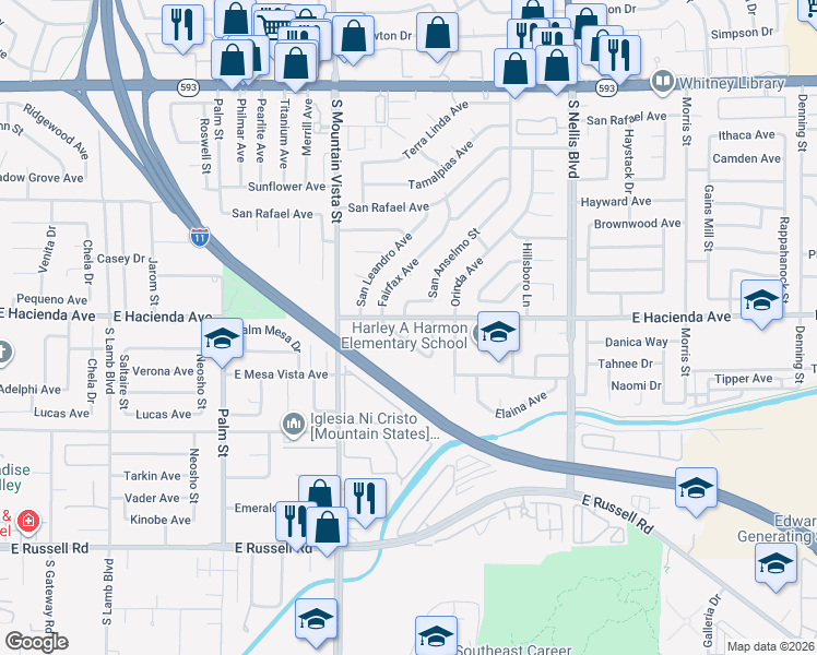 map of restaurants, bars, coffee shops, grocery stores, and more near 4680 Gatos Court in Las Vegas