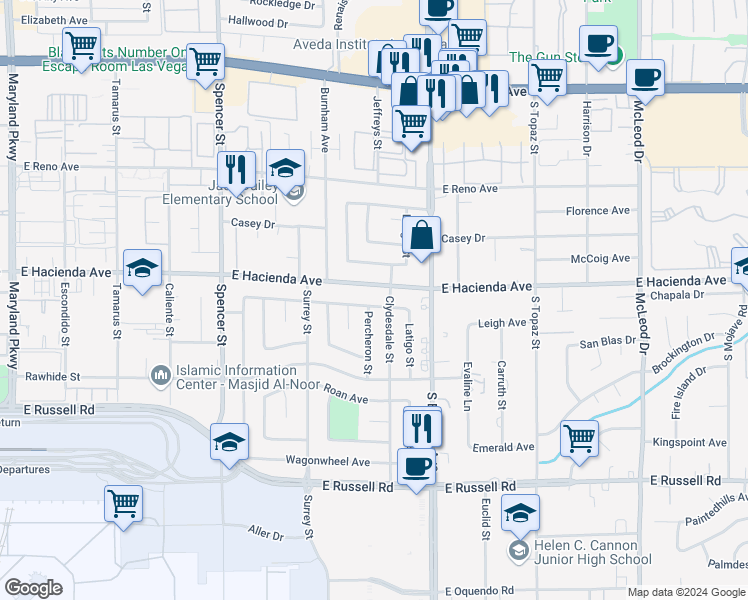 map of restaurants, bars, coffee shops, grocery stores, and more near 2268 Whippletree Avenue in Las Vegas