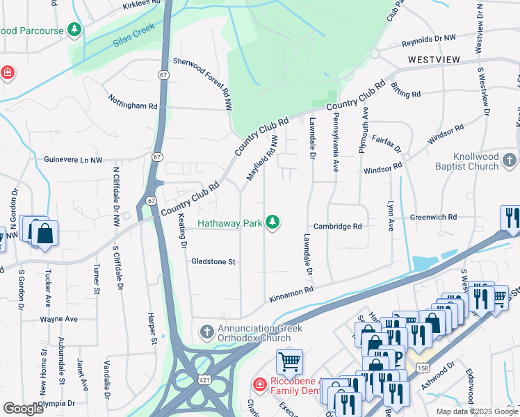map of restaurants, bars, coffee shops, grocery stores, and more near 248 Anita Drive in Winston-Salem