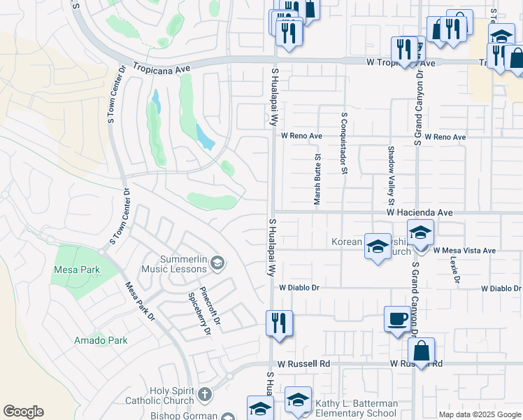 map of restaurants, bars, coffee shops, grocery stores, and more near 10216 Rio De Thule Lane in Las Vegas