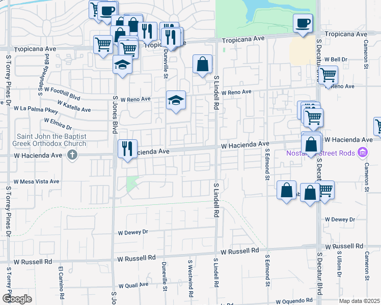 map of restaurants, bars, coffee shops, grocery stores, and more near 5660 Ness Avenue in Las Vegas