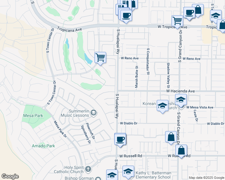 map of restaurants, bars, coffee shops, grocery stores, and more near 10216 Rio De Thule Lane in Las Vegas