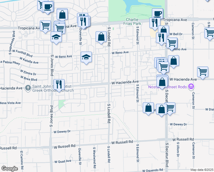 map of restaurants, bars, coffee shops, grocery stores, and more near 5508 Ness Avenue in Las Vegas