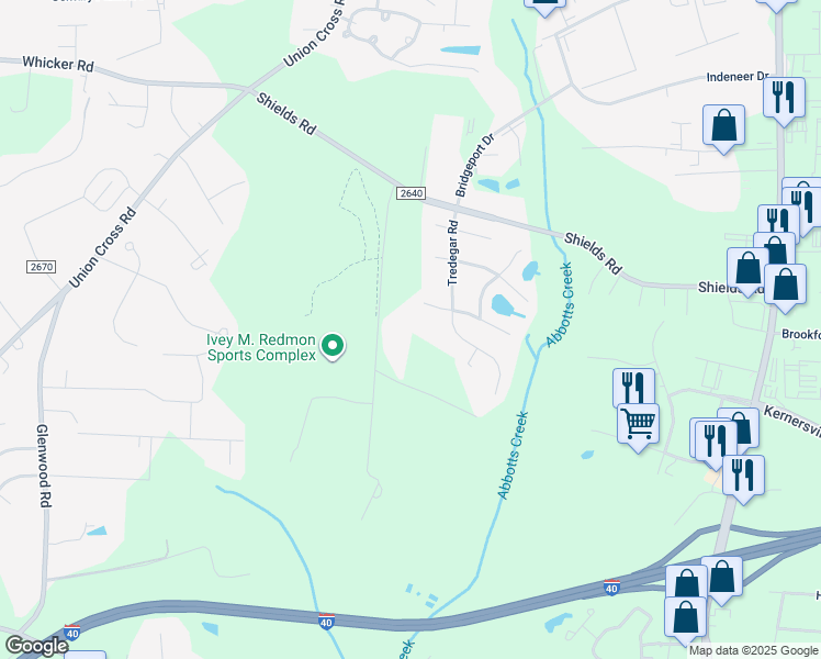 map of restaurants, bars, coffee shops, grocery stores, and more near 673 Beeson Road in Kernersville