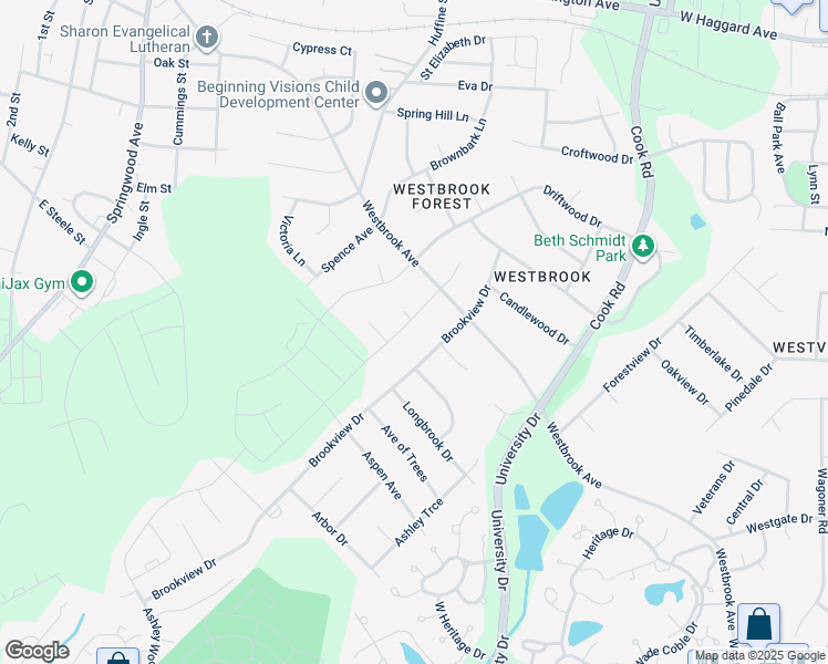 map of restaurants, bars, coffee shops, grocery stores, and more near 600 Brookfield Drive in Gibsonville
