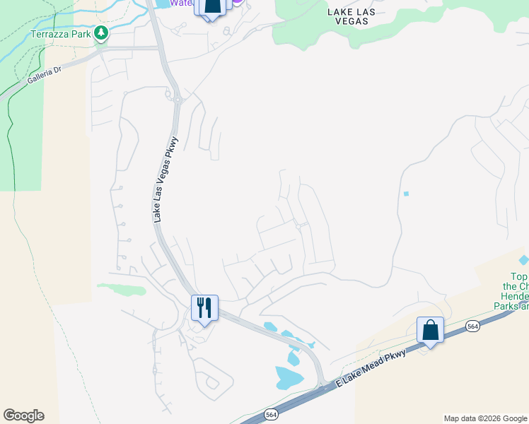 map of restaurants, bars, coffee shops, grocery stores, and more near 25 Via Tavolara in Henderson