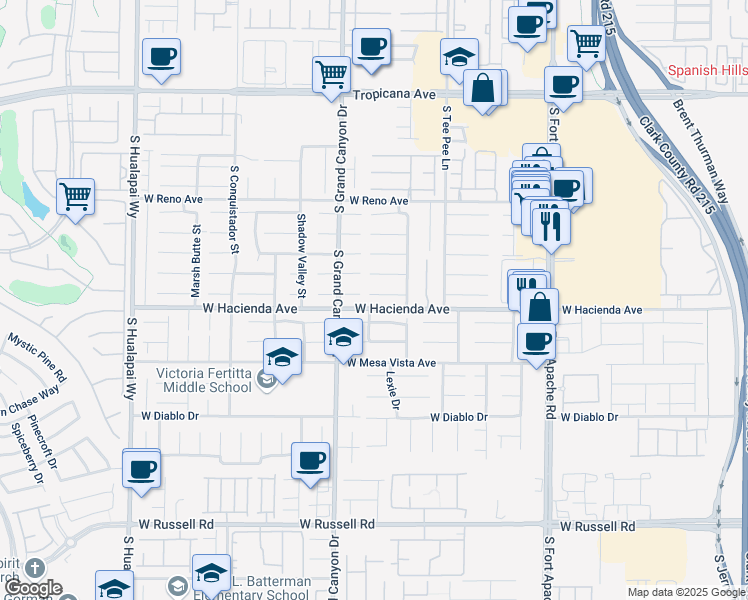map of restaurants, bars, coffee shops, grocery stores, and more near 9735 Powell Plateau Court in Las Vegas