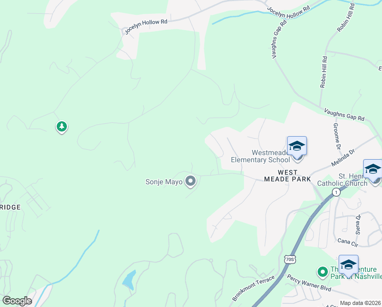 map of restaurants, bars, coffee shops, grocery stores, and more near 6601 Harcourt Circle in Nashville