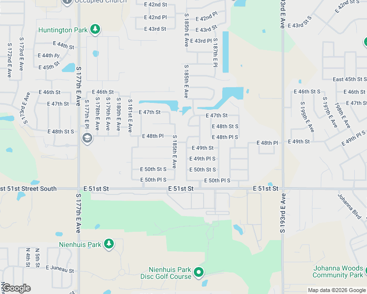 map of restaurants, bars, coffee shops, grocery stores, and more near 4902 S 186th E Ave in Tulsa